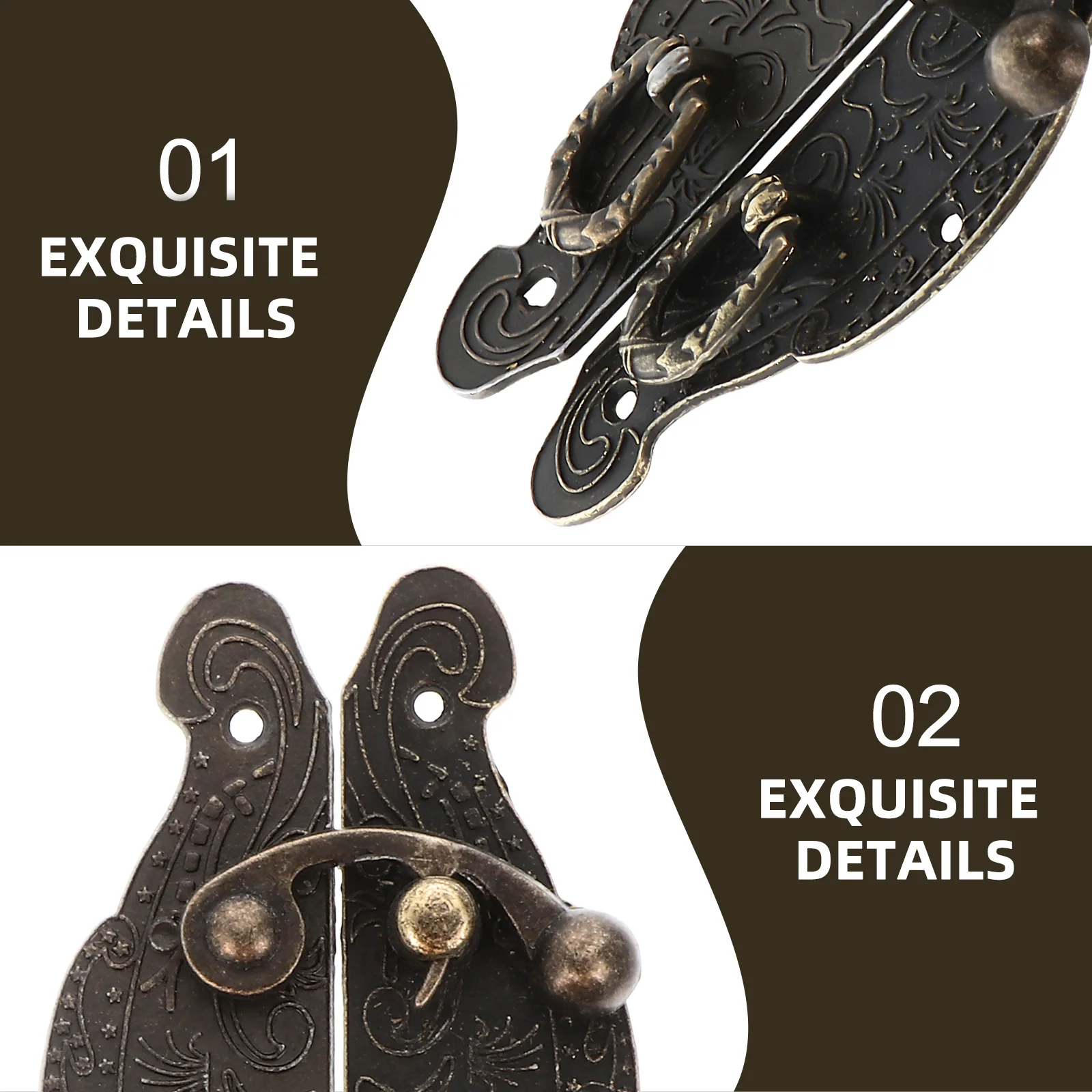 2 chiusure per scatole di serrature per mobili a forma di cuore retrò per cassetti per armadietti per gioielli robusti cerniere per custodie in legno imballaggio vintage