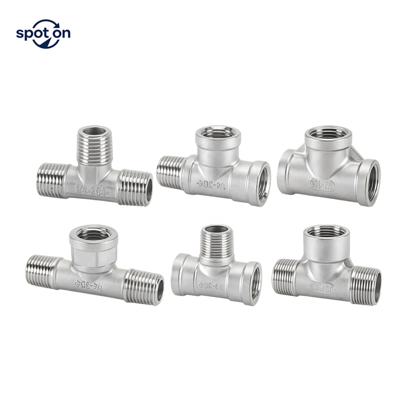 

1/4" 3/8"1/2"3/4" BSP 304 Stainless steel Elbow 3way Threaded butt adapter pipe fittings