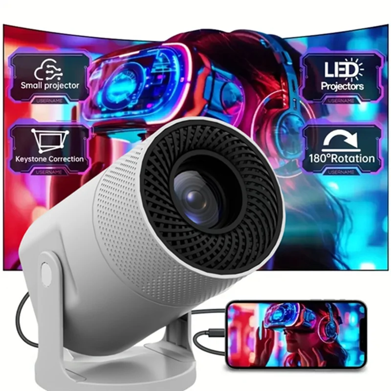 FORW-Mini projecteur Portable avec Keystone Vertical automatique, Rotation 180, Support téléphone Portable, même écran, prise américaine
