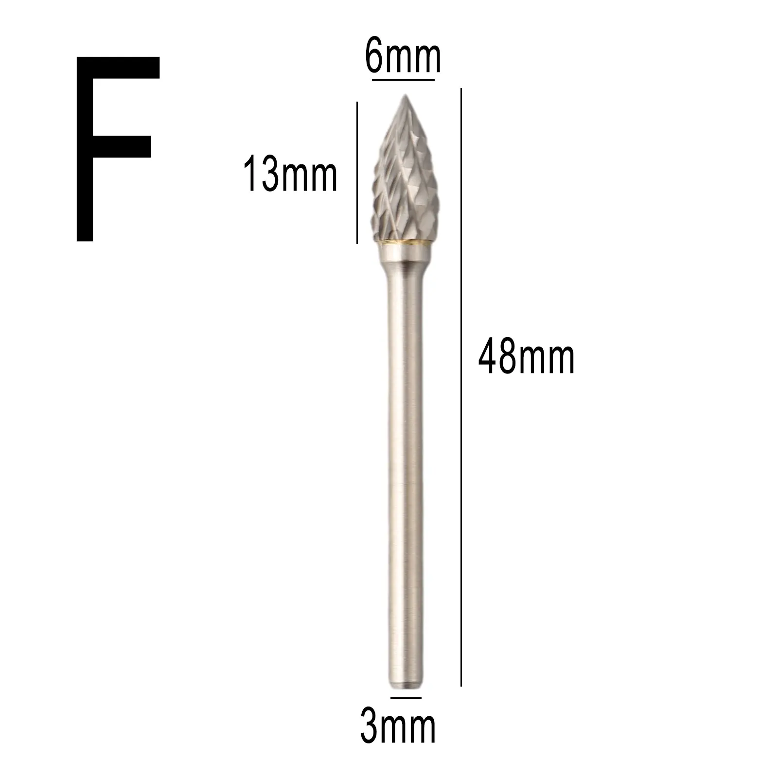 Brocas rotativas de carburo de tungsteno, broca de tallado, Lima giratoria de doble corte, Herramientas Eléctricas abrasivas, 3x6mm, 1 unidad