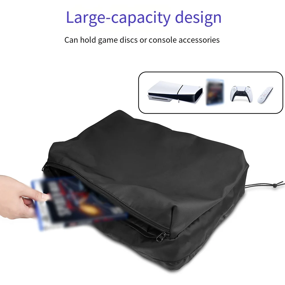 Game Console Protective Cover 15x13x5cm Desktop Dustproof Storage Bag With Double Pockets For PS5 Slim Gaming Accessories
