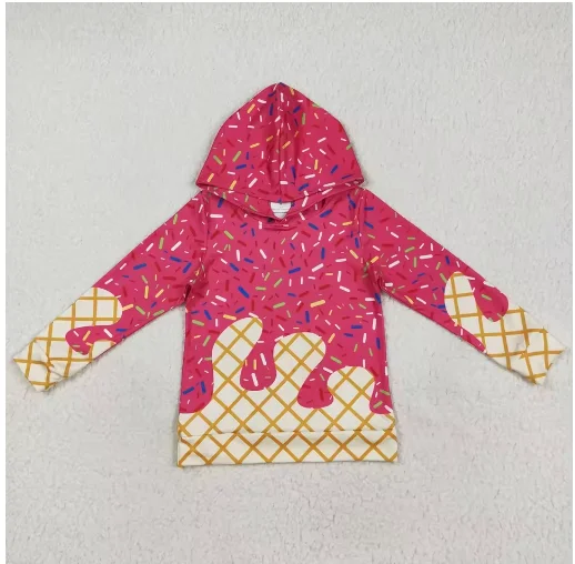 Children Sibling Orange Ice Cream Drip Toddler Long Sleeves Hoodie Sportswear Shirt Kid Clothes Tops