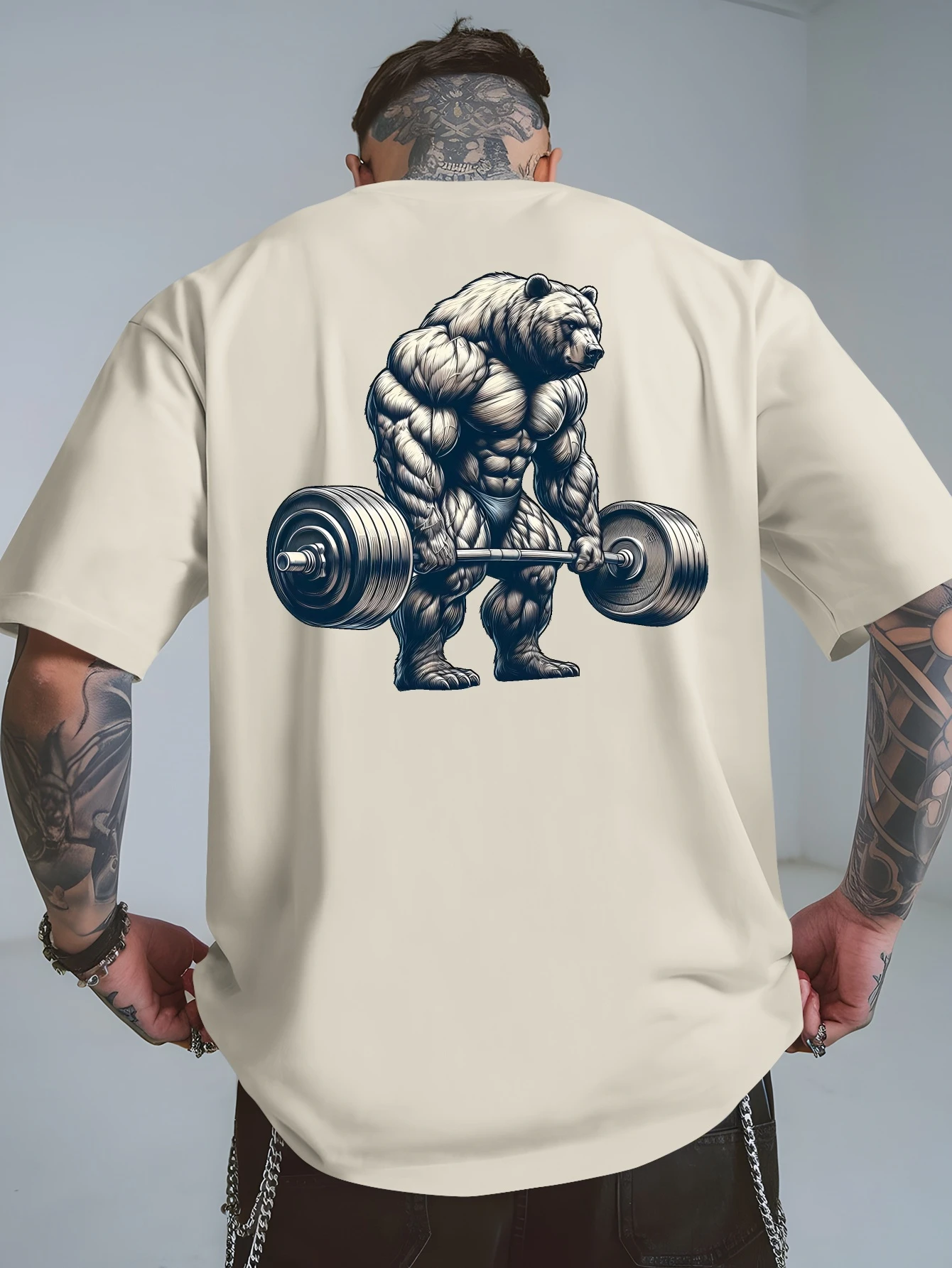 Bear Fitness Design T Shir Men's Cotton Tee Women Summer Oversized Novelty Streetwear Streetwear Casual Trendy Top Unisex
