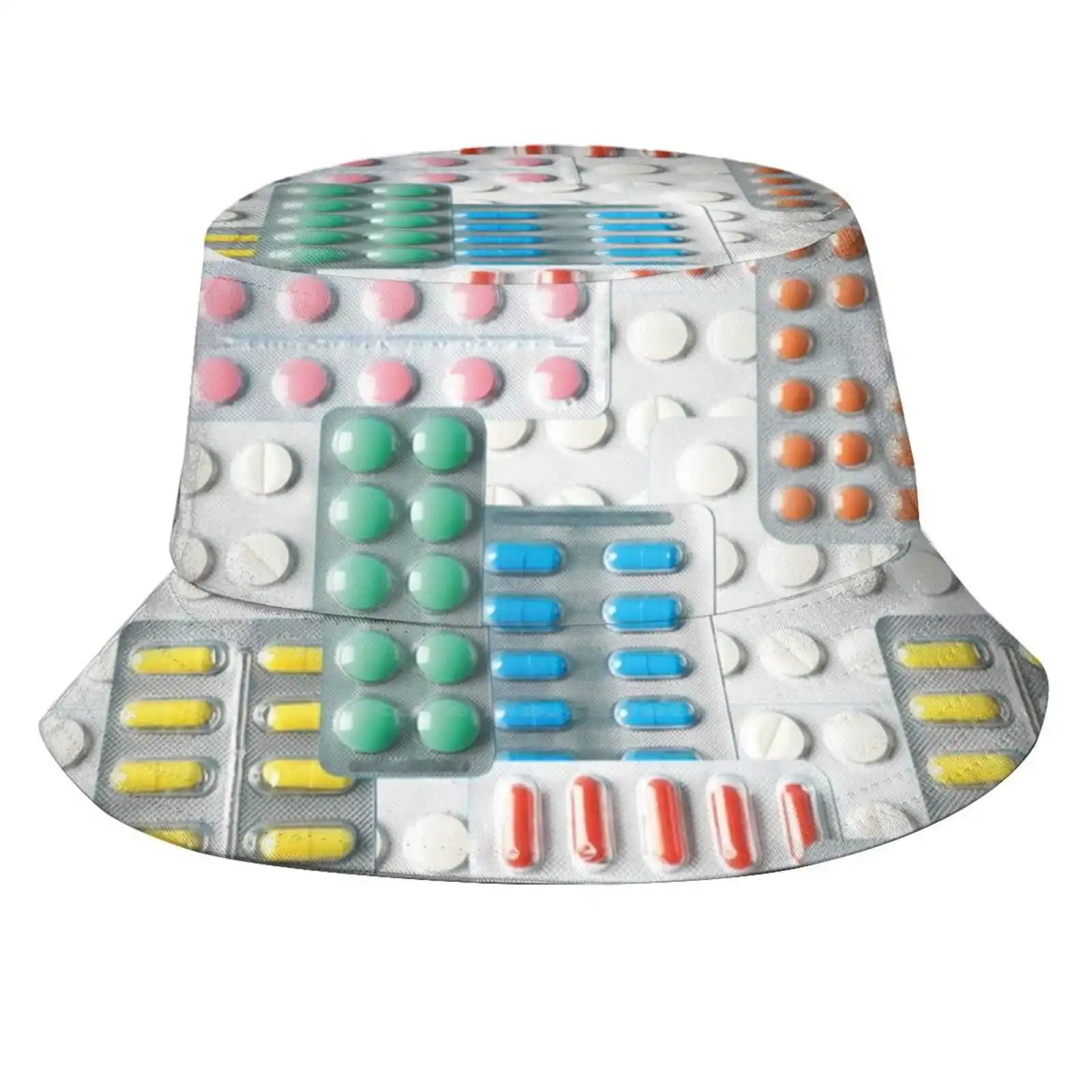 Pills Blister Pattern Korean Caps Funny Beach Bucket Hats Medicine Pills National Pharmacist Day Pharmacy Student Eenig Pharmd