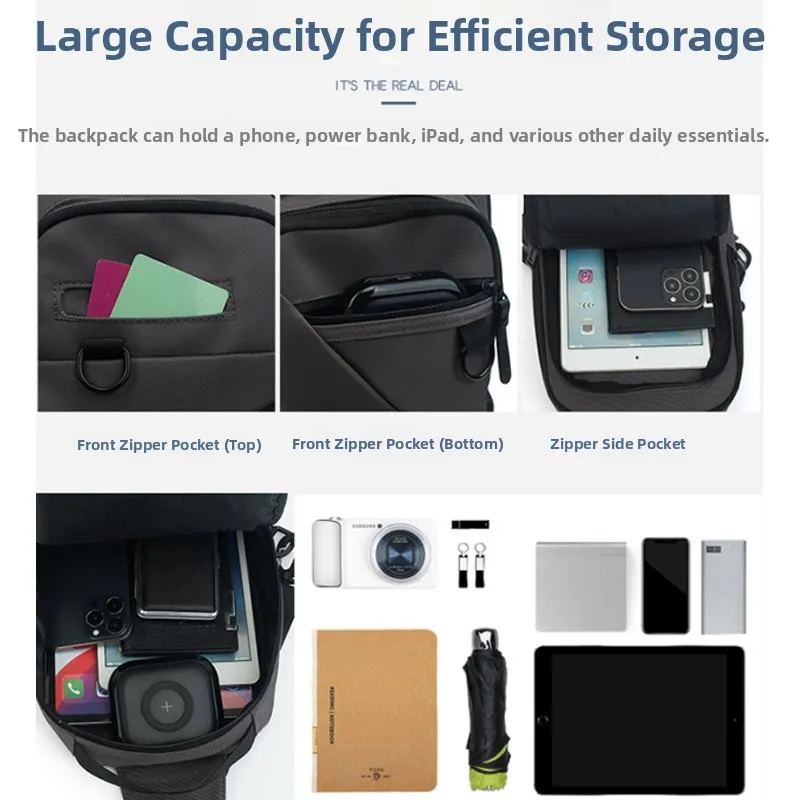 Men's Large Capaci Sports Crossbody Bag Ox Cloth Single oulder Bag Cycling Small Bapa Casual Sle Zipper Closure