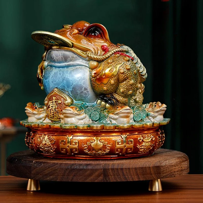 Fengshui Colorful Copper Eight Directions To Wealth Lucky Gold Toad Full Copper Ornament Living Room Office Decor Opening Gifts