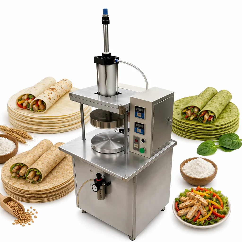 for·Food Grade Material	Electric Tortilla Press Machine	Electric Roti Dough Press	Commercial Pierogi Skin Machine