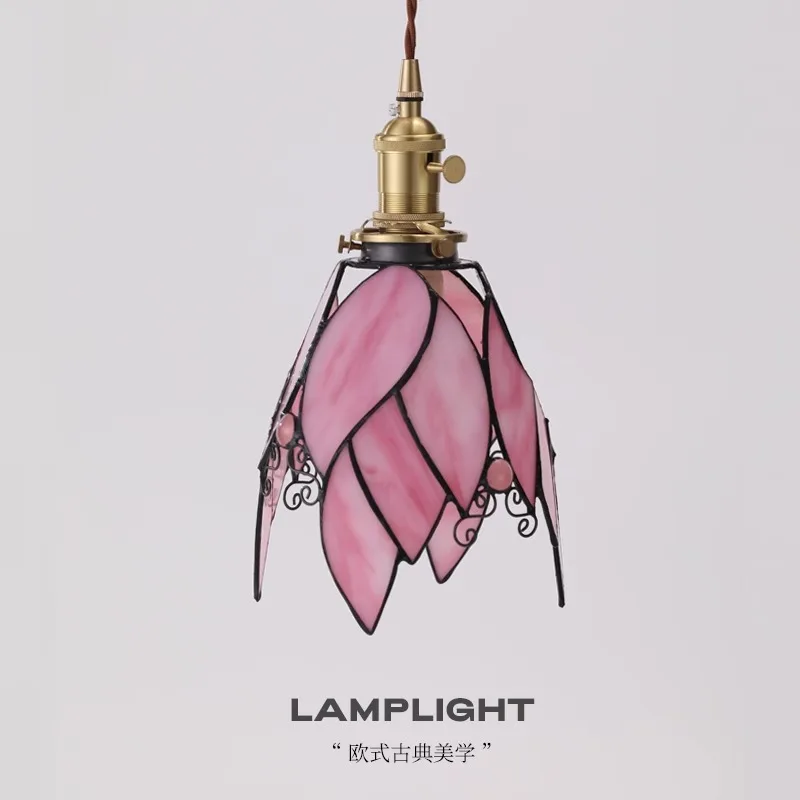 

French retro glazed small chandelier colored glass lamp 2024 new