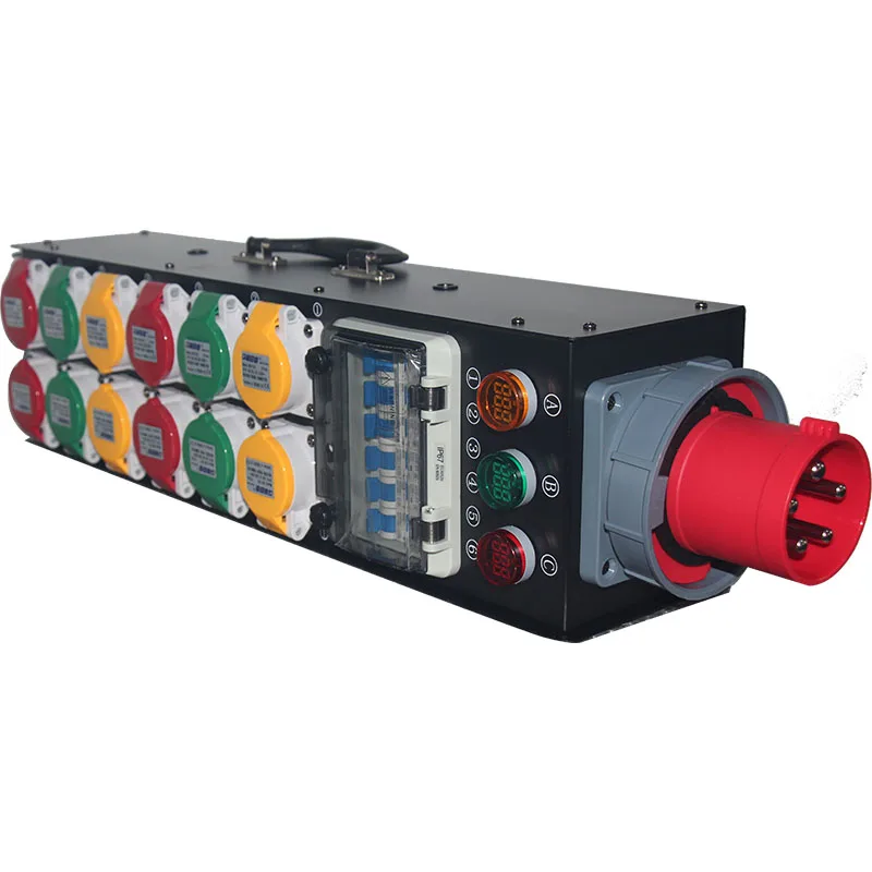 Nuevos estilos, caja de alimentación enchufable impermeable de 6 vías 16A, caja de alimentación portátil, caja de fuente de alimentación de escenario