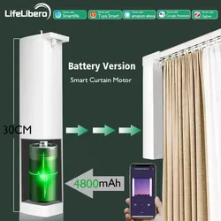 LifeLibero Tuya ZigBee Batteria grande Tende intelligenti Motore Tenda elettrica ricaricabile Apri senza fili Finestra automatica Lavoro Alexa