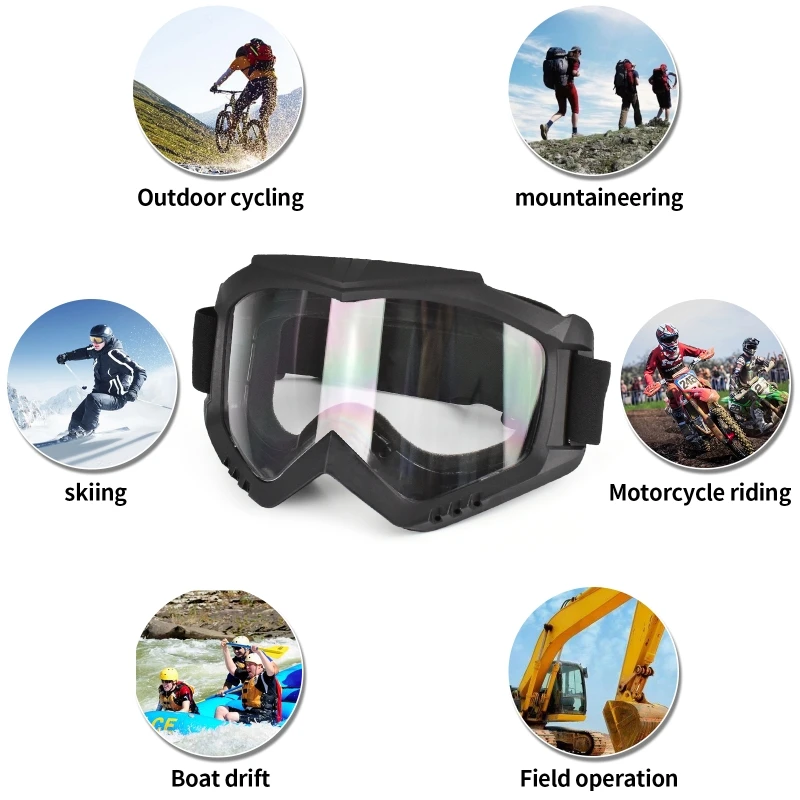 ZLang Motorcycle Goggles 3mm Thick PC Lens UV400 Protective Riding Glasses Anti-Dust Goggles for ATV Motocross, Cycling