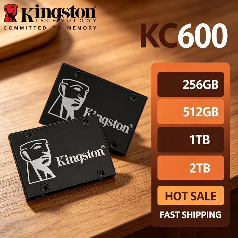 耐衝撃性と静音性を備えたkingston-kc600-2tb-25インチ-sata3内蔵ssd、最大550mb-sの高速読み込み、ノートパソコンやデスクトップパソコンに最適な高速起動ssd
