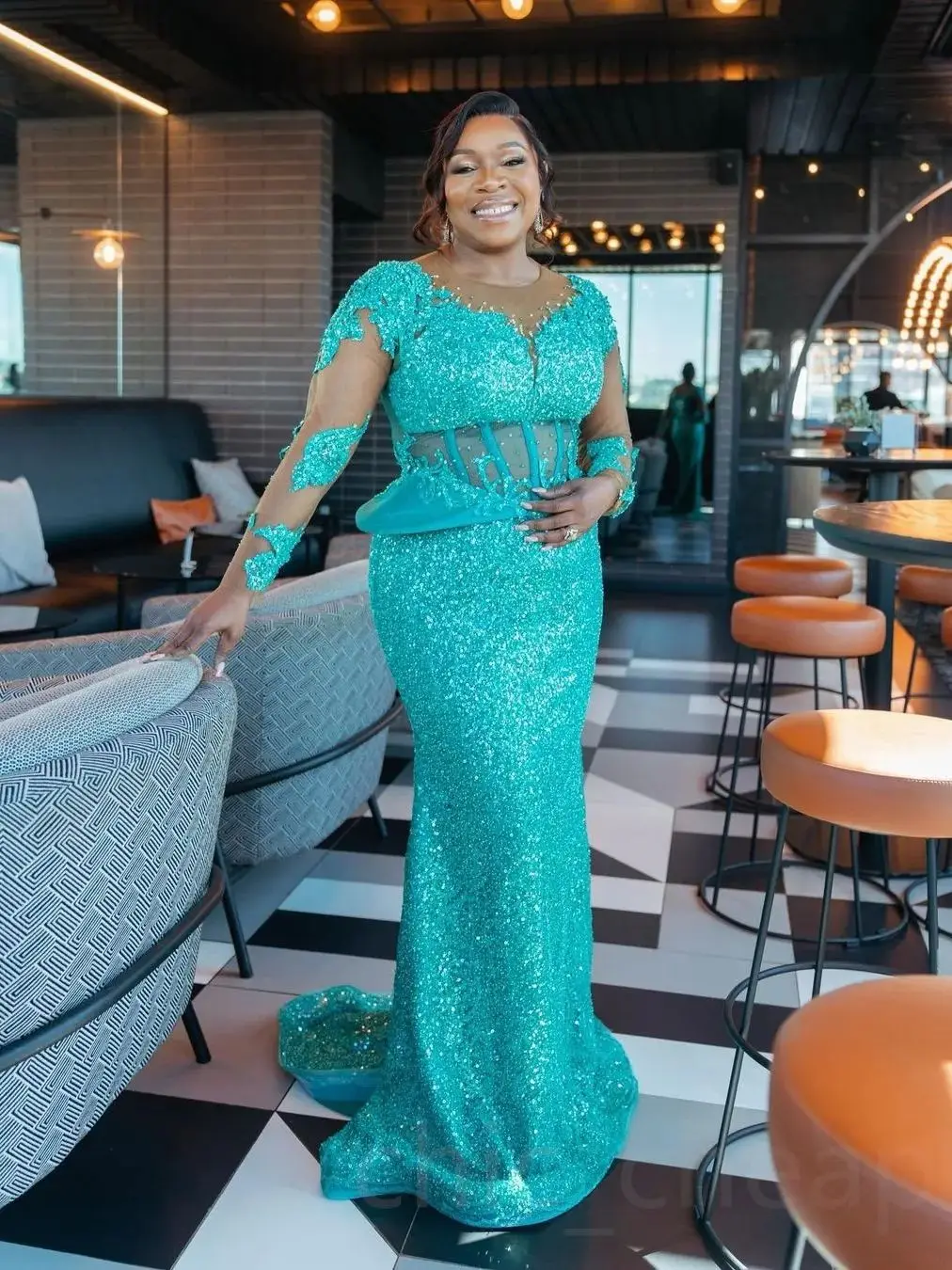 2024 Arabic Aso Ebi Mermaid Lace Prom Dresses Sequined Evening Formal Party Gown Second Reception Birthday Engagement Bridesmaid