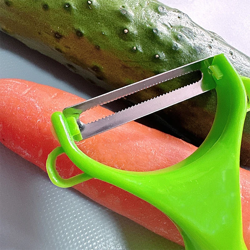 Stainless steel peeler with plastic handle for peeling and slicing fruits and vegetables | Durable and smooth operation