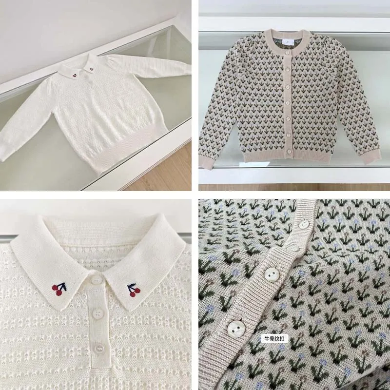 PER-SALE 2025 الخريف الشتاء BC الفتيان الفتيات محبوك بالأزرار طباعة الفتيان البلوزات الفتيات طفل الفتيات السراويل الاطفال بوتيك الملابس