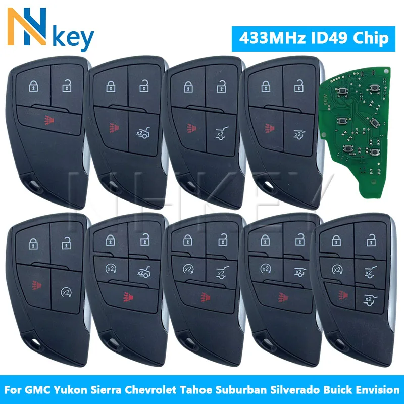 NHKEY HUFGM2718/YG0G21TB2 Untuk GMC Yukon Sierra Chevrolet Tahoe Suburban Silverado Buick Envision Kunci Remote Pintar 433MHz ID49