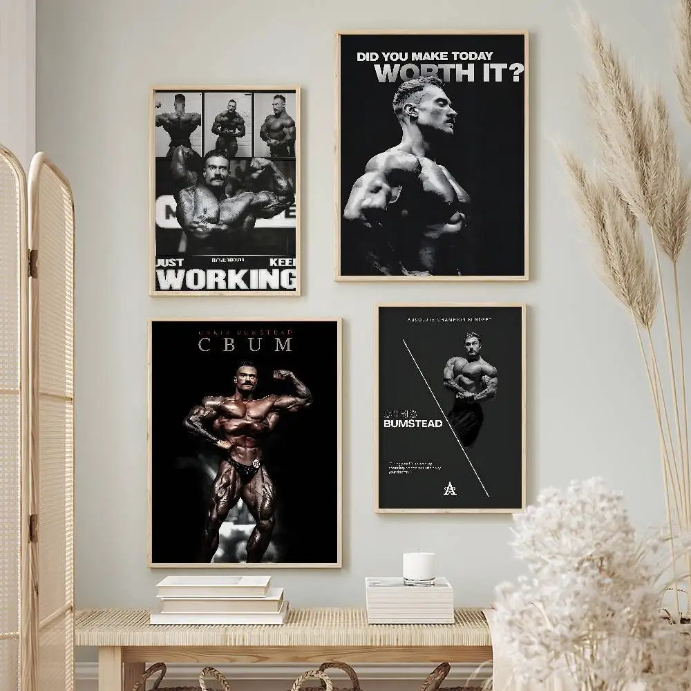 Elite Athlete Chris Bumstead Posters Premium Self-Adhesive No Residue Wall Sticker for Home Office Bar Decor
