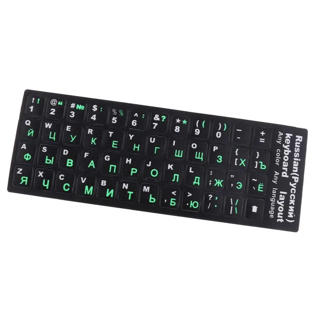 Black Green Letter Keyboard Stickers Pvc Cover Protector Film for All 10 to 17 Inch Laptops Desktops