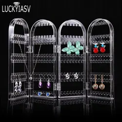 60 to 360 holes Plastic Earrings Studs Display Rack Folding Screen Earring Jewelry Display Stand Holder Storage For Stud