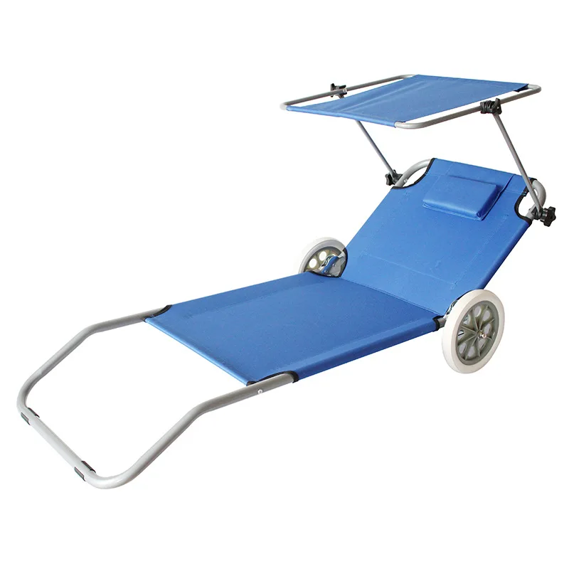 Shade folding beach chair leisure outdoor with wheels recliner simple and comfortable lying camping bed wholesale