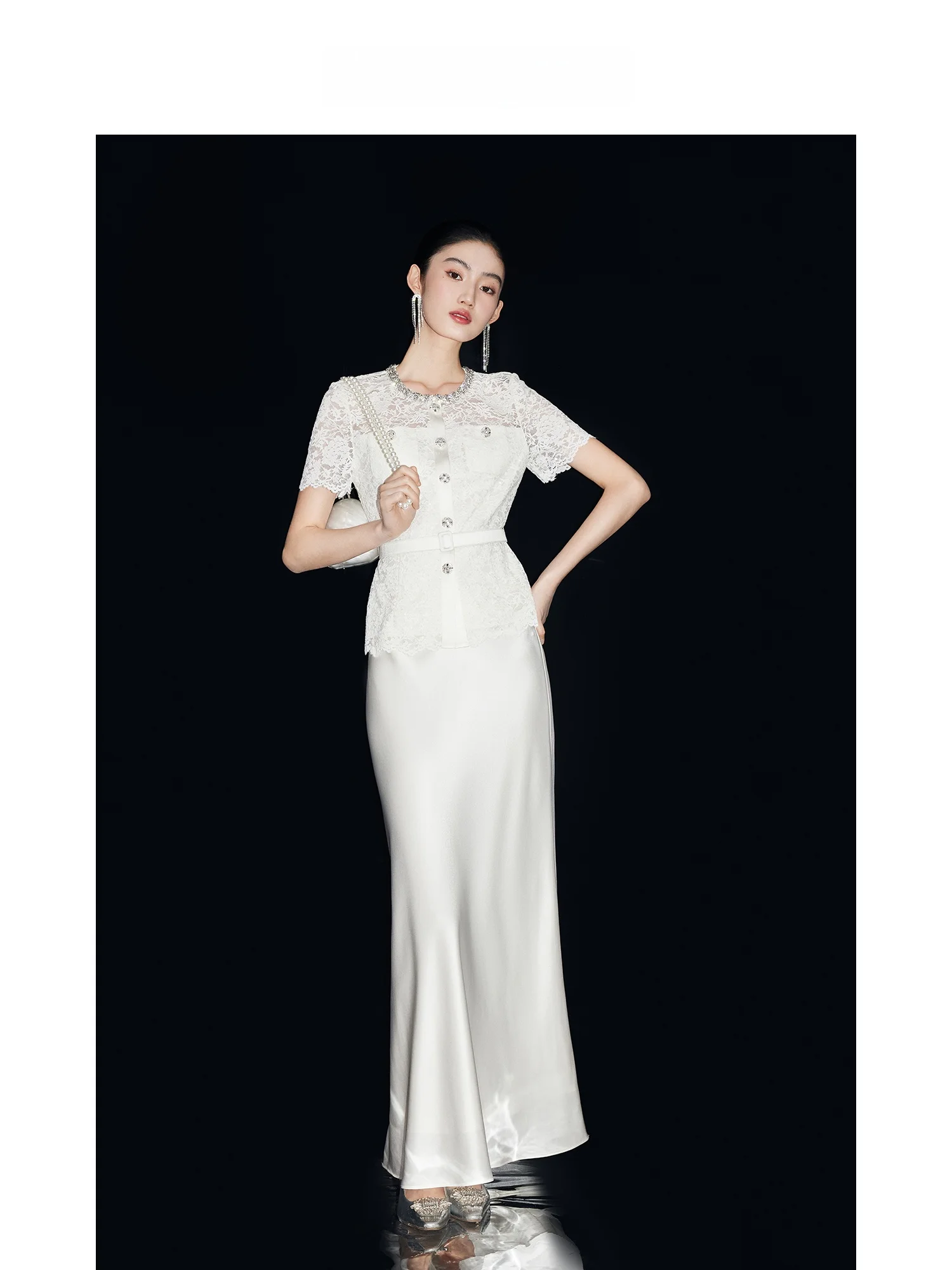 

Комплект MandyZhang: укороченный жакет и рубашка с кружевными вставками, женская модная одежда, укороченный топ с круглым вырезом и коротким рукавом, с завышенной талией