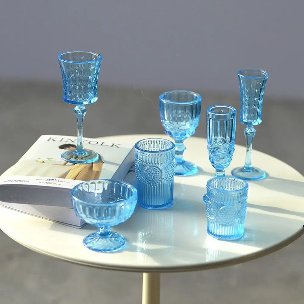 7PCS 1/6 Scale Miniature Wine Glass Multicolor Dollhouse Water Cup Creative Doll Kitchenware for Dollhouse