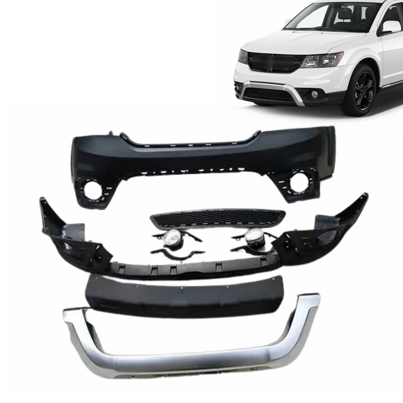 upper front bumper lower splash shield grille chrome molding fog lamp light front bumper cover kit for Dodge Journey 2014-2020