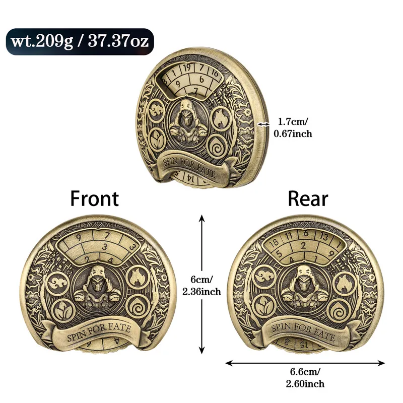 Portable Rogue Pattern Metal Dice Roller Fingertip Gyro Spinner 7-in-1 Dice Turnable Compass for Role Play Gaming Wedding Set