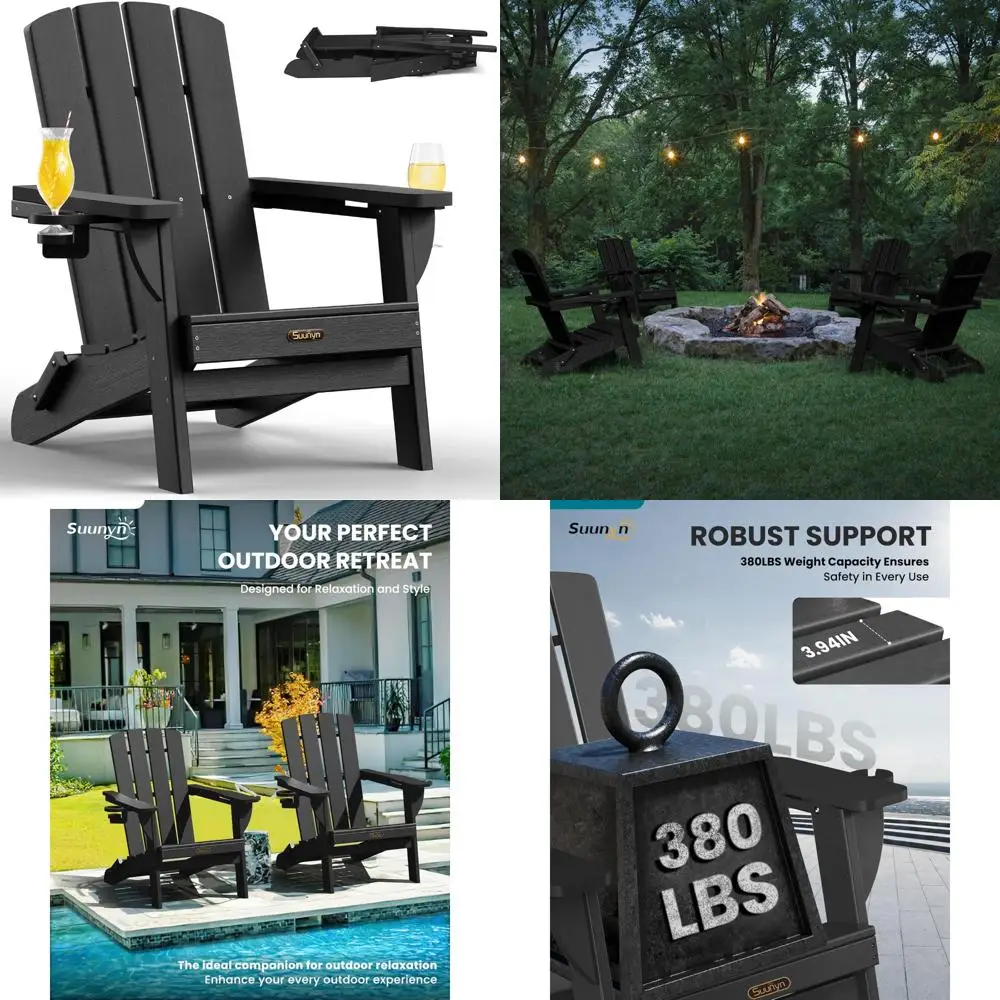 

Durable HDPE Outdoor Adirondack Chairs with Cup Holders for All-Weather Use