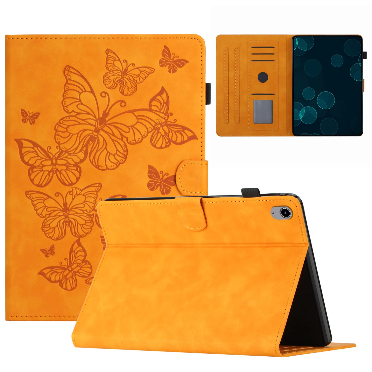 

3D Embossing Butterfly Leather Wallet Case for IPad Pro 11 2021 Air4 Air5 AIR1 Air2 Mini6 1 2 3 10.2 10.5 Inch Cards Solt Cover