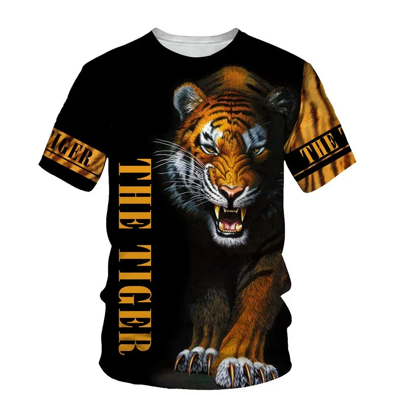 Summer New Fashion New Animal Tiger T-shirt 3D Printed Street Clothing Men's and Women's Casual Fashion Oversized Short Sleeve T