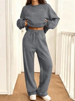 2026 Autumn and Winter Fashion Loose Set Round Neck Sportswear Women's Two-Piece Outfit Comfortable Fitness Jogging Fashion Suit 2