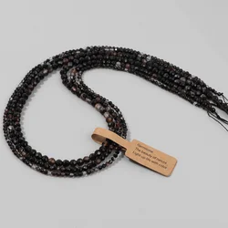 Natural Black Agate Faceted Stone Bead 2 3 4mm Round Mini Loose Spacer Beads For DIY Necklace Bracelet Rings Jewelry Making