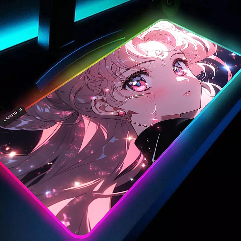 

RGB Large E-sports Mouse Pad S-Sailor Moon 90x40cm Smooth Flexible Rubber Gamer PC Computer Keyboard Backlight xxl LED Mosuepad