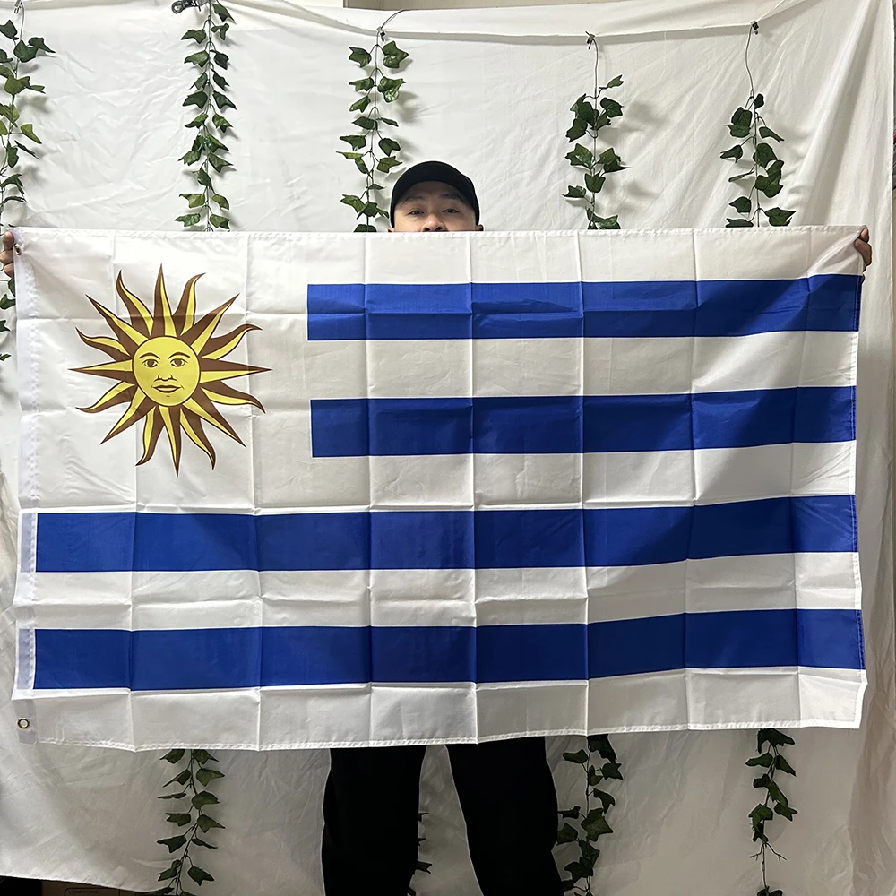 TIKI العلم أوروغواي العلم 3x5ft 90x150 سنتيمتر البوليستر URY UY أوروغواي العلم الوطني لتعليق راية الديكور