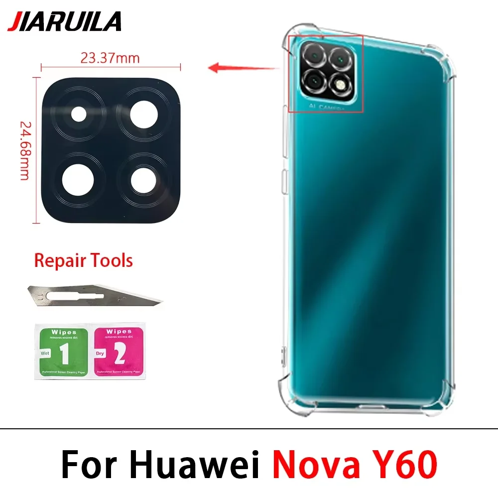 30Pcs，NEW For Huawei Nova Y90 Y60 Y72 Y90 Y61 Y71 Y91 Y70 Plus Back Rear Camera Glass Lens With Ahesive