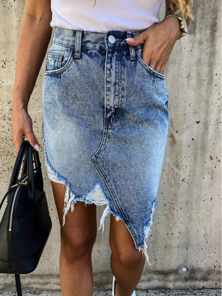 INS Summer Women Sexy Nightclub Stripper Denim Dress Designer High Waist Ripped Shorts Skirt Jeans Lady Cut Out Irregular Jeans