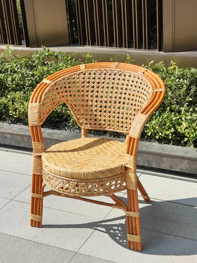 Single balcony rattan chair is naturally hand-woven.