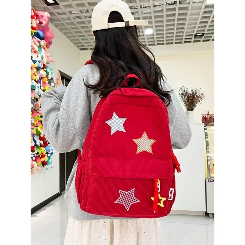 Mochila escolar de PANA con decoración de estrellas para niñas y niños, morral de color liso con cremallera, gran oferta, 2024