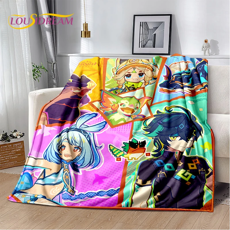 

2025 New Genshin Impact Character Solo Cartoon Game Soft Blanket,Soft Throw Blanket for Home Bedroom Bed Sofa Picnic Child Gift