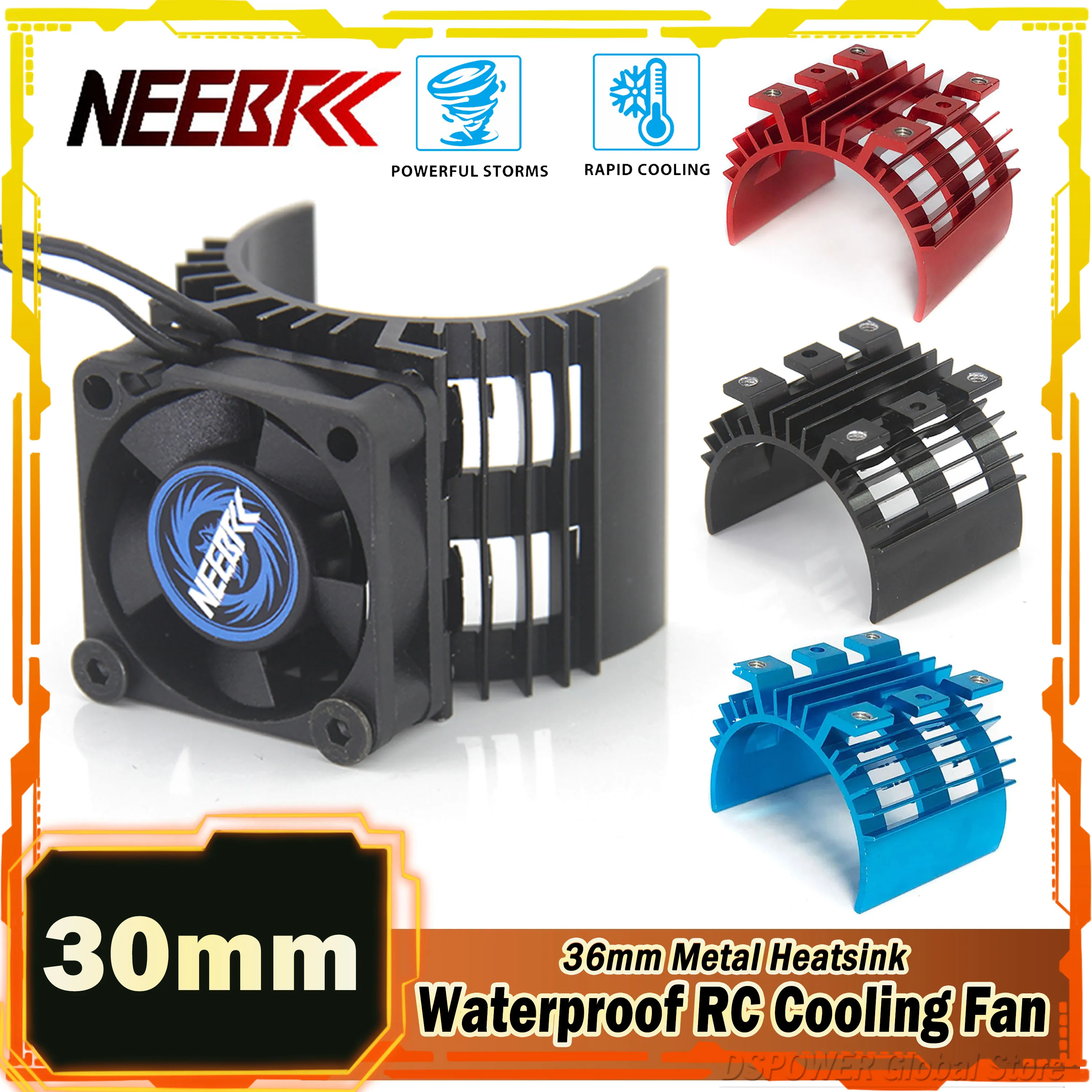 

NEEBRC 30mm RC Cooling Fan 25000RPM High Wind 5V-12V DC Heatsink Rapid JST Plug with Holder Cover for 36mm Brushless Motor ESC