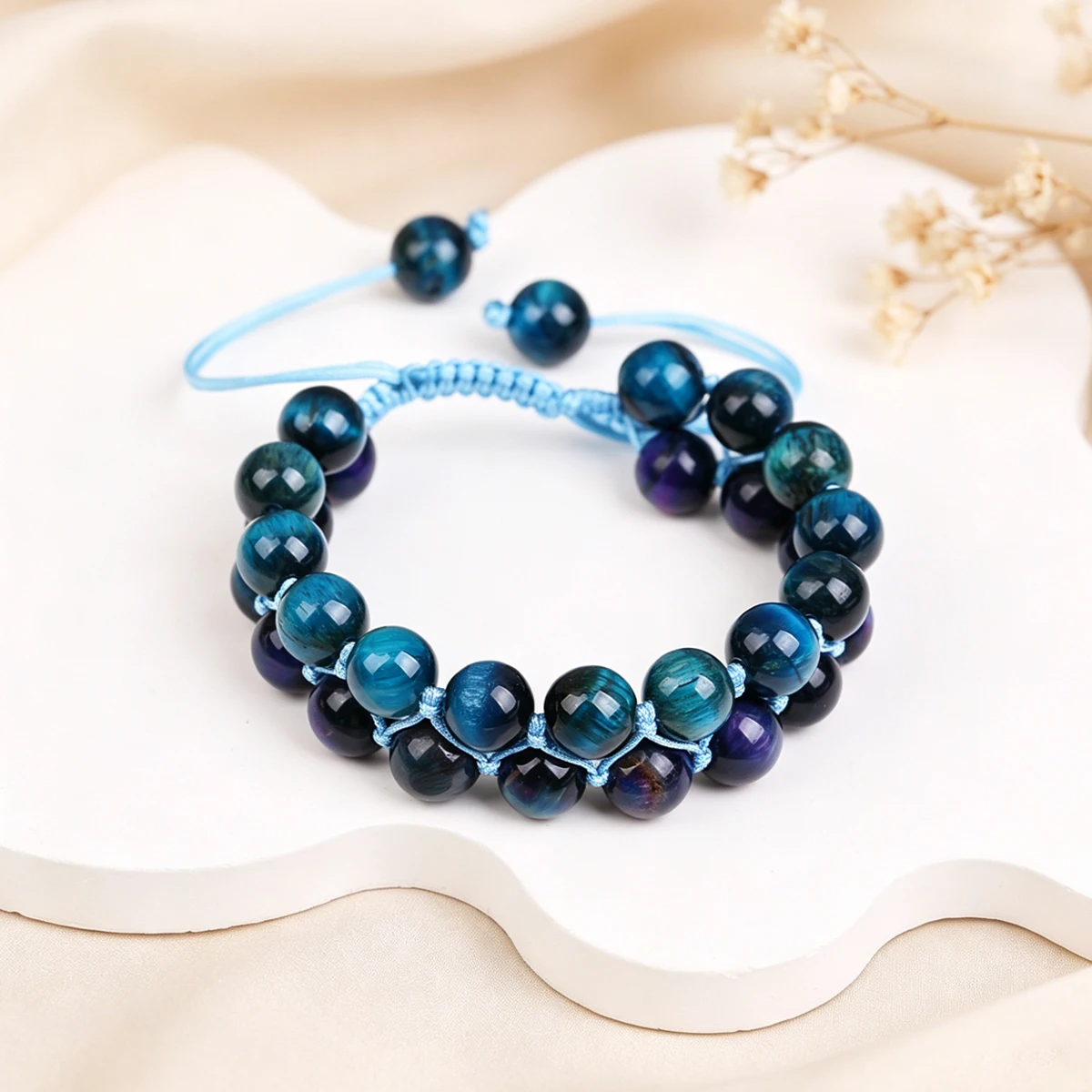 Herren-Armband aus Natürlichen Edelsteinen: Energiestein Tigerauge, Obsidian, Gelber Kristall, Handgefertigter Männerschmuck als Geschenk – Detail 8