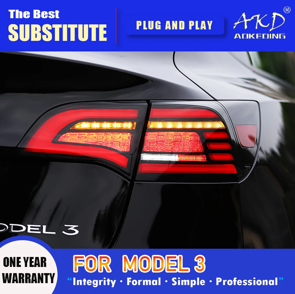 

AKD Tail Lamp Tesla Model 3 LED Tail Light 2016-2021 Model Y Model3 Rear Fog Brake Turn Signal Automotive Accessories