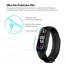 Film hidrogel, 5 buah untuk Xiaomi Mi Band 8 7 6 5 4 3 penutup penuh pelindung layar lembut aksesoris jam tangan bukan kaca