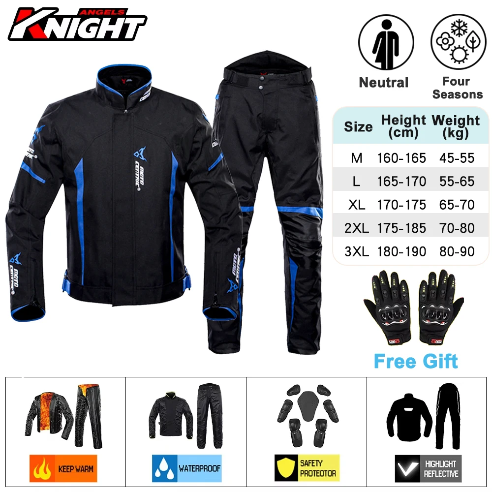 

Men Motorcycle Jacket Waterproof Motocross Jacket Pants Suit Four Seasons Winter Riding Jacket With Removeable Lining Body Armor