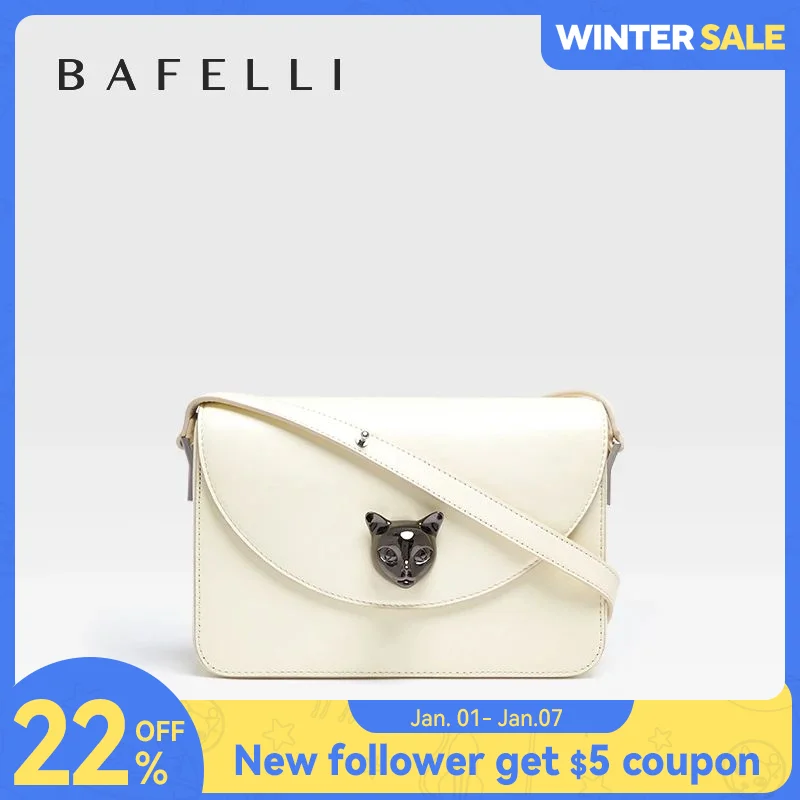 Bafelli 2022 novo saco de mensagem boxy das mulheres do gato couro genuíno crossbody bolsa de ombro feminino cor elegante moda luxo