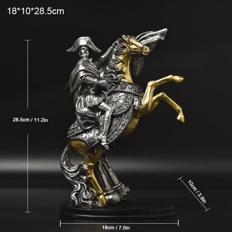 Knight Napoleon Riding A Horse Medieval Statue Resin Statue Retro Armor Warrior Sculpture Home Decoration Collection Gift Statue