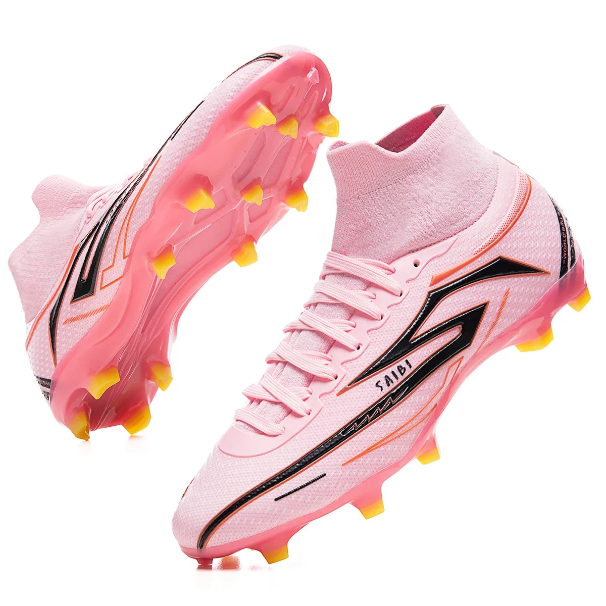 

4 стильных высоких футбольных бутсы доступны в 4 цветах, с газонком и твердыми вариантами грунта, унисекс, противоскользящие и дышащие.