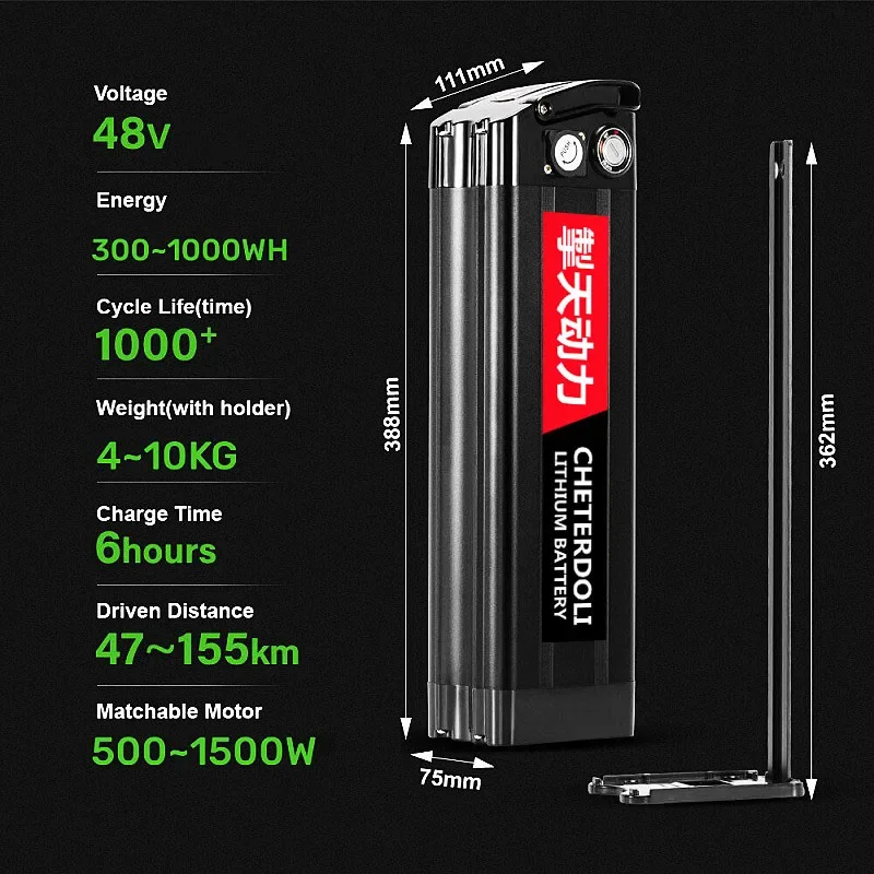 Paquete de batería de litio para bicicleta eléctrica, pila de 48V, 36V/52V/60V/72V, 1500W, 20/30/40/50Ah, 18650, con cargador