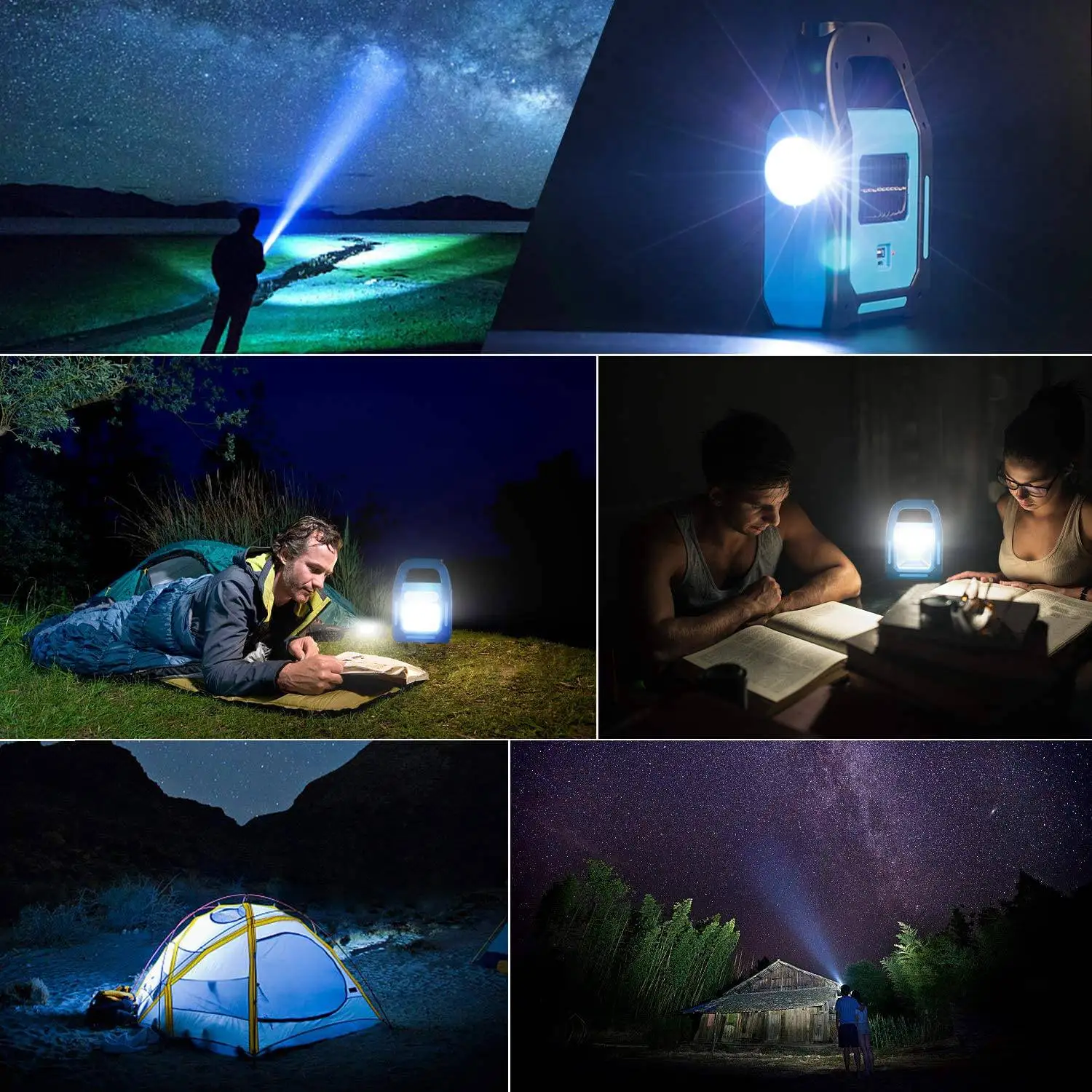 3 in 1 Solar USB Rechargeable COB LED Camping Lantern, Charging for Device, Waterproof Emergency Flashlight LED Light